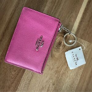 Coach Pink Card Holder Keychain